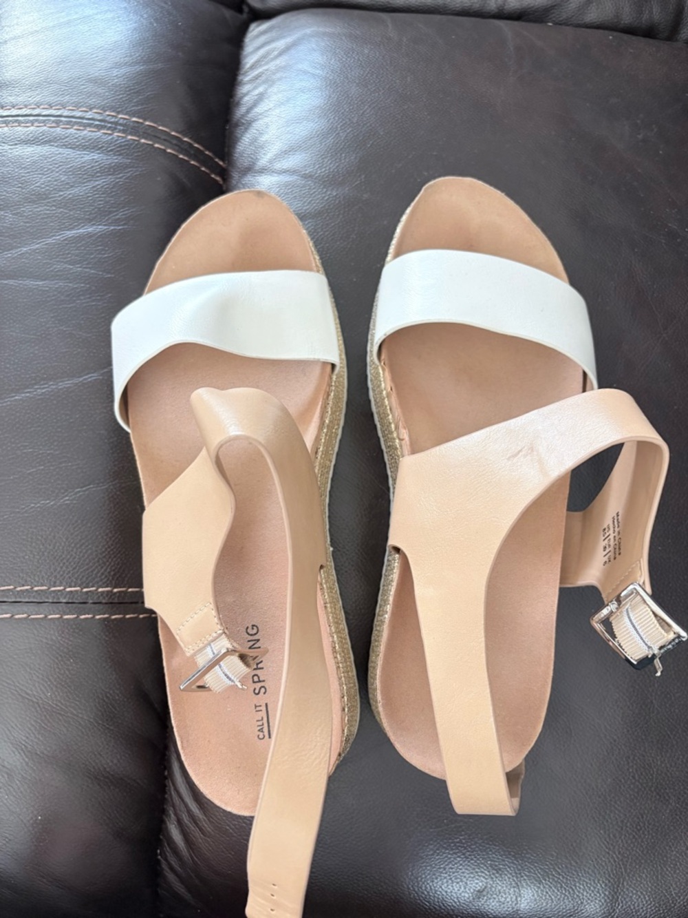 Call It Spring Two-Tone Women's Sandals in Beige & White